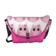 Cute Mod Retro Pink Owls Messenger Bag