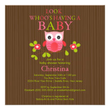 Cute Modern Owl Baby Shower Invitations