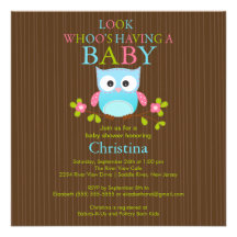 Cute Modern Owl Baby Shower Invitations