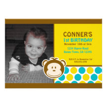Cute Monkey Photo Invitation or Thank You Card