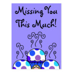 Cute Monster With Blue And Purple Polkadot Cupcake Post Cards