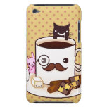 Cute moustache coffee cup with kawaii animals iPod Case-Mate cases