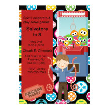 Cute, Multi Colour, Arcade Birthday Boy Invitation