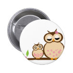 Cute mum and baby owl button