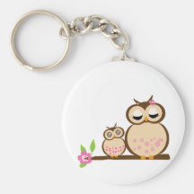 Cute mum and baby owl keychains