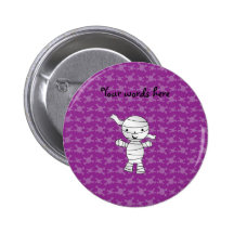 Cute mummy purple skulls pinback button