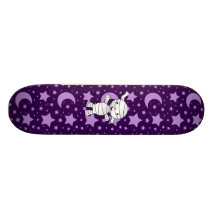 Cute mummy purple stars and moons pattern custom skateboard