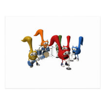 cute music notes band post cards