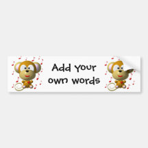 Cute musical monkey bumper sticker