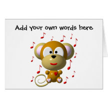 Cute musical monkey greeting cards