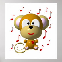 Cute musical monkey posters