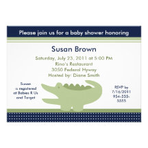 Cute Nantucket Alligator Baby Shower Invitation