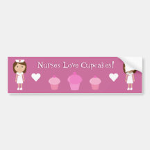 Cute Nurses Love Cupcakes Customisable Pink Bumper Stickers