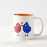 cute orange heart love birds mugs
