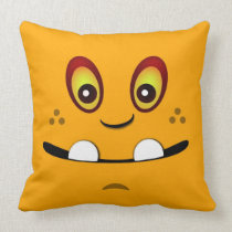 Cute Orange Monster Face w/ an Underbite pillows