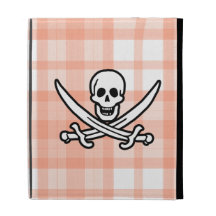 Cute Orange Plaid Jolly Roger iPad Folio Cover