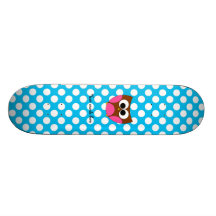 Cute owl blue polka dots skateboard decks