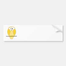 Cute Owl Cartoon. Yellow. Bumper Stickers
