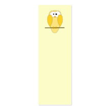 Cute Owl Cartoon. Yellow. Business Card Template