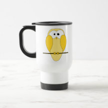 Cute Owl Cartoon. Yellow. Coffee Mugs