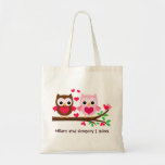 Cute Owl Couple Personalised for Wedding Canvas Bags