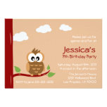 Cute Owl Kids Birthday Party Invitation