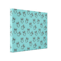 cute owl outlines on blue canvas prints