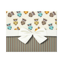 cute owl pattern and matching stripes canvas prints