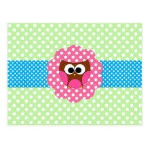 Cute owl polka dots post card