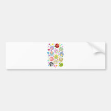 Cute Owls and Flowers pattern Bumper Stickers