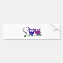 Cute Owls and swirly heart Bumper Sticker