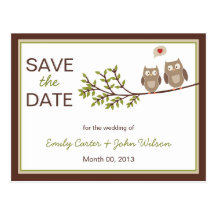 Cute Owls Save the Date Postcard