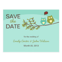 Cute Owls Save the Date Postcard