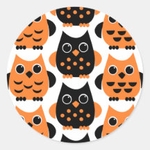 Cute Owls say BOO! Round Stickers