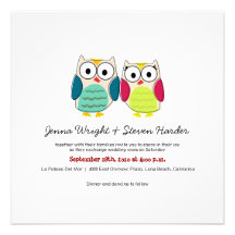 Cute Owls, Square Wedding Invitation