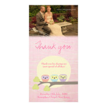Cute Owls Wedding Thank You Photo Card