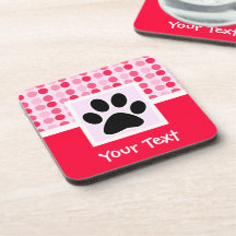 Cute Paw Print Beverage Coaster