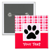 Cute Paw Print Pinback Buttons