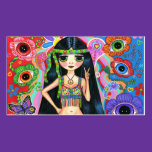 Cute Peace Sign Hippie Girl Business Card business cards