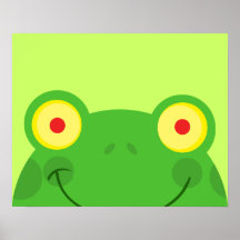 cute peeking cartoon frog froggy face print