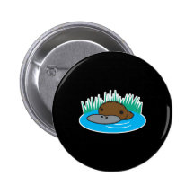 cute peeking platypus pinback button