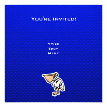 Cute Pelican; Blue Personalized Announcement