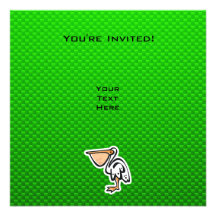 Cute Pelican; Green Personalised Announcement