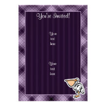 Cute Pelican; Purple Personalised Announcement