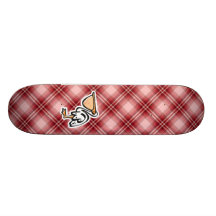 Cute Pelican; Red Plaid Skate Board Decks
