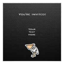 Cute Pelican; Sleek Custom Invitations