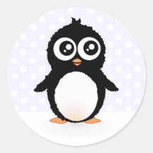 Cute penguin cartoon round stickers