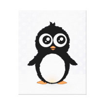 Cute penguin cartoon stretched canvas prints