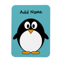 Cute Penguin Cartoon with Area for Name Flexible Magnets