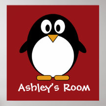 cute penguin kid's door poster